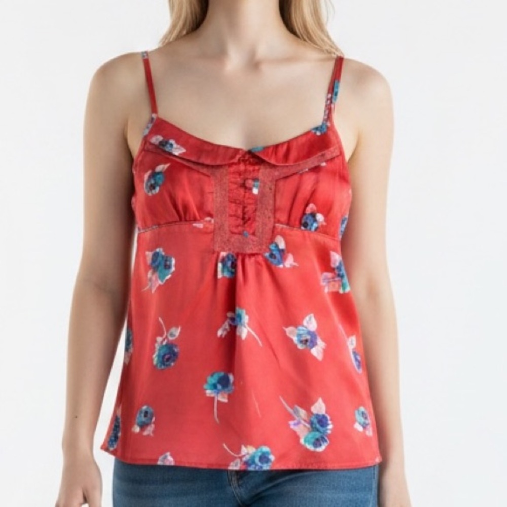 American Eagle Outfitters Red Floral Satin Cami Nightie - Picture 3 of 6